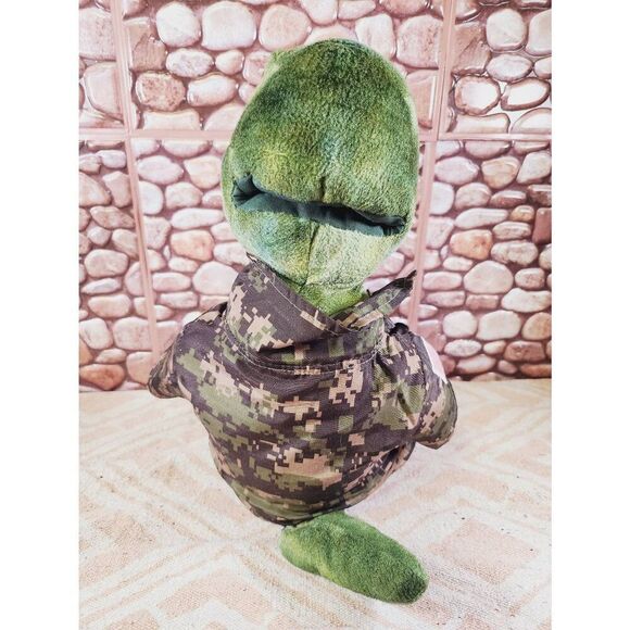 Build A Bear T-Rex Dinosaur Green Camouflage Plush With Military Outfit #A96 - Picture 4 of 5